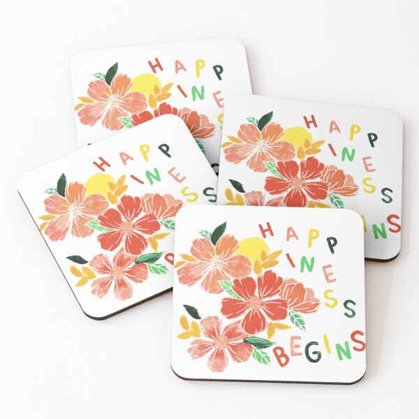 Item preview, Happiness Begins Florals designed and sold by Quirksnsmirks.