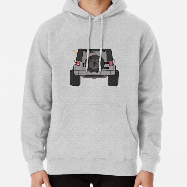 Download "Jeep Wave Back View - Gray (Grey) Jeep" Pullover Hoodie ...