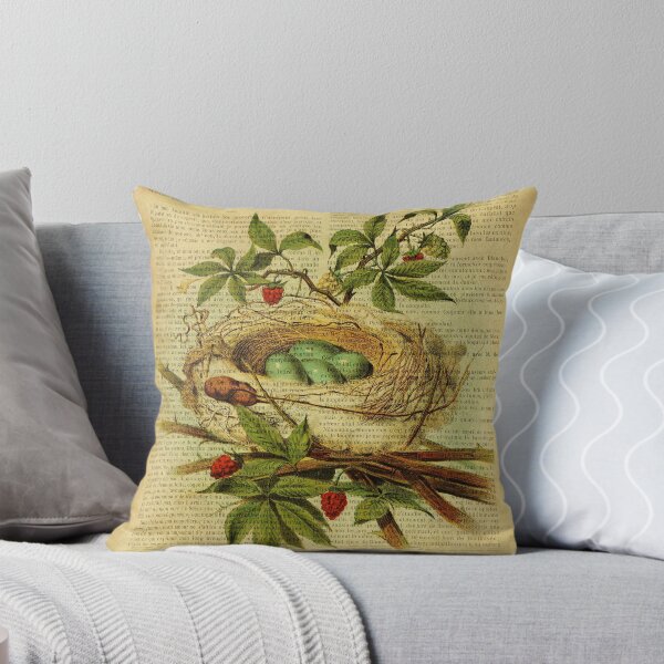 Item preview, vintage print, on old book page - bird nest designed and sold by Art by Lilia.