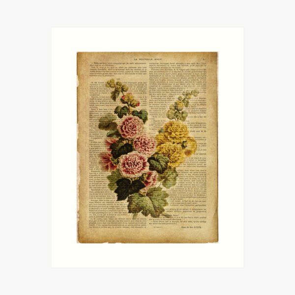 Botanical print, on old book page - garden flowers Tapestry for Sale by  Art Dream Studio