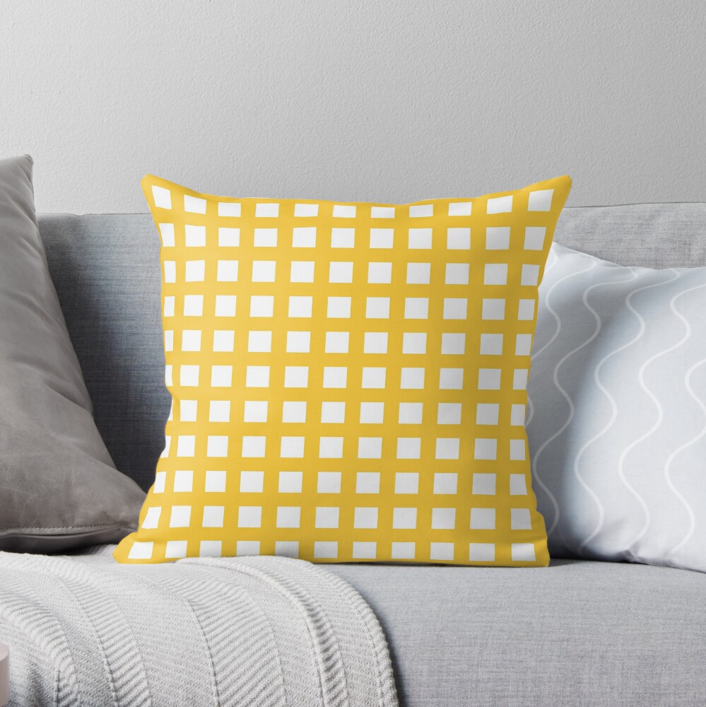 Grid yellow pattern Throw Pillow by ARTbyJWP | Redbubble