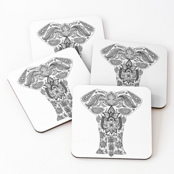 Item preview, Elephant of India mandala in black and white designed and sold by Baggyy.