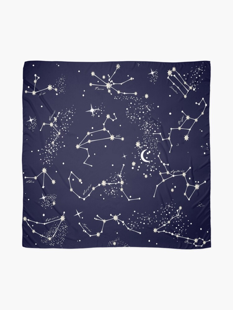 Alternate view of Zodiac Constellations in Night Sky Navy Scarf