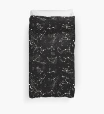 Zodiac Constellations in Black Duvet Cover