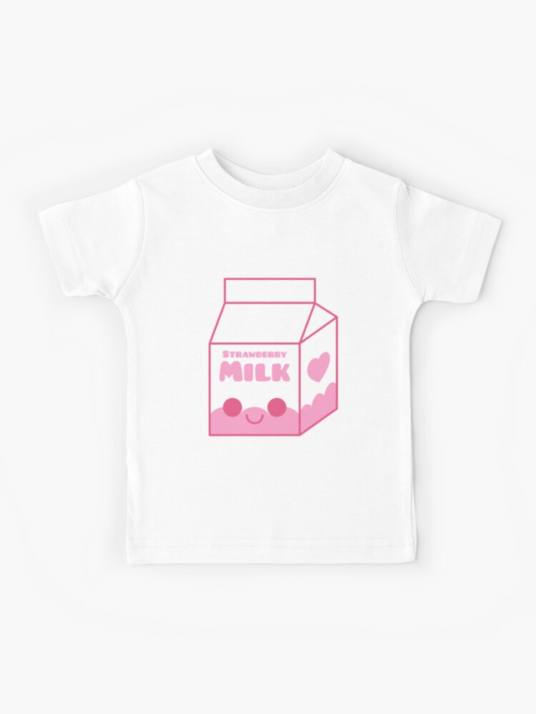 Kawaii Strawberry Milk Carton Kids T Shirt By Kittybox Redbubble - milk t shirt roblox