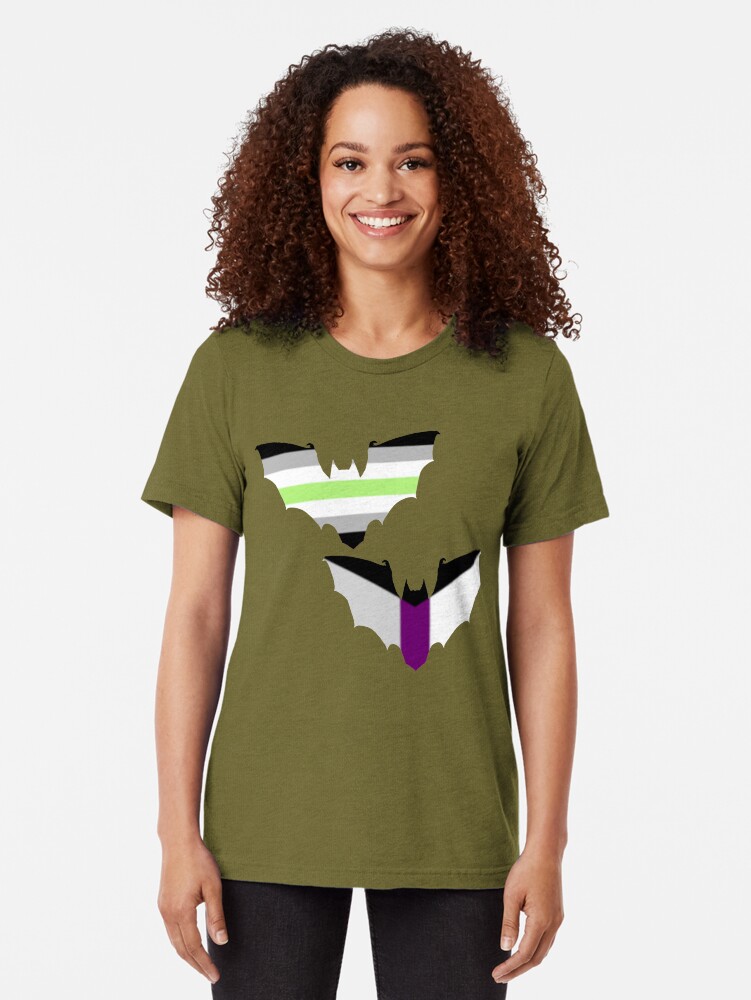 Alternate view of Agender Demisexual Pride Bats Tri-blend T-Shirt