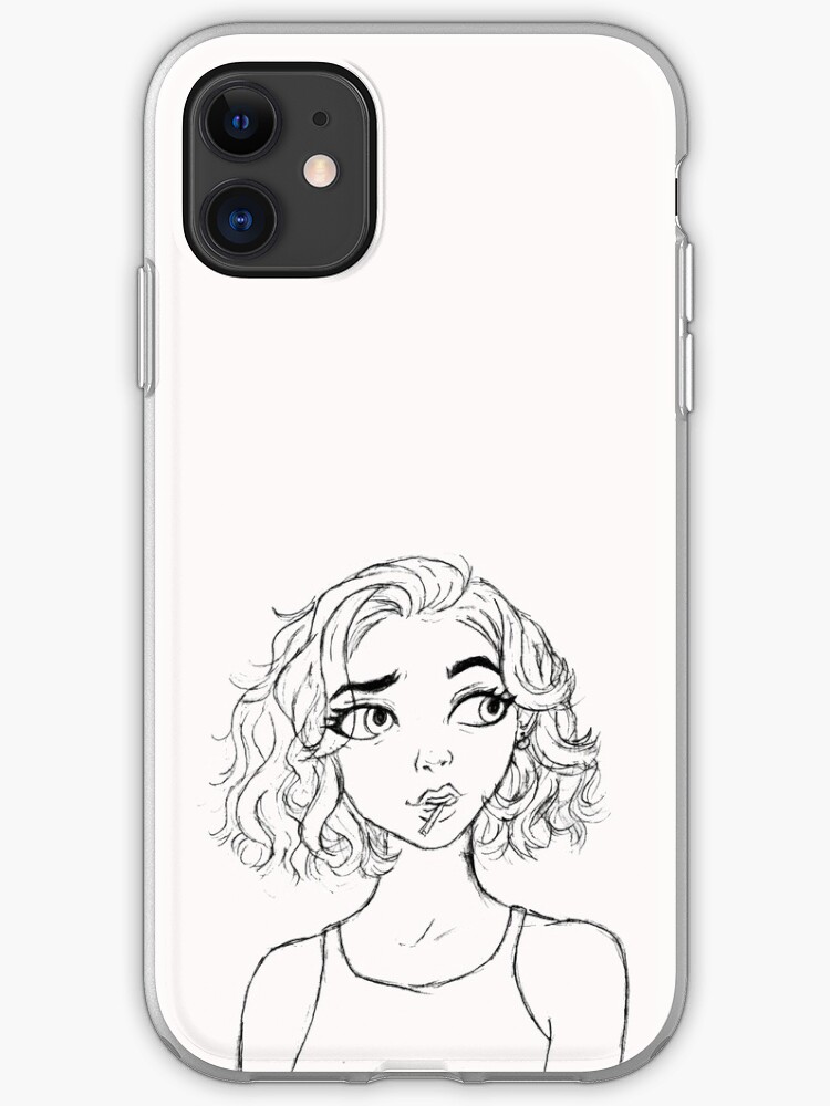Cartoon Girl With Short Hair Sketch Iphone Case Cover By
