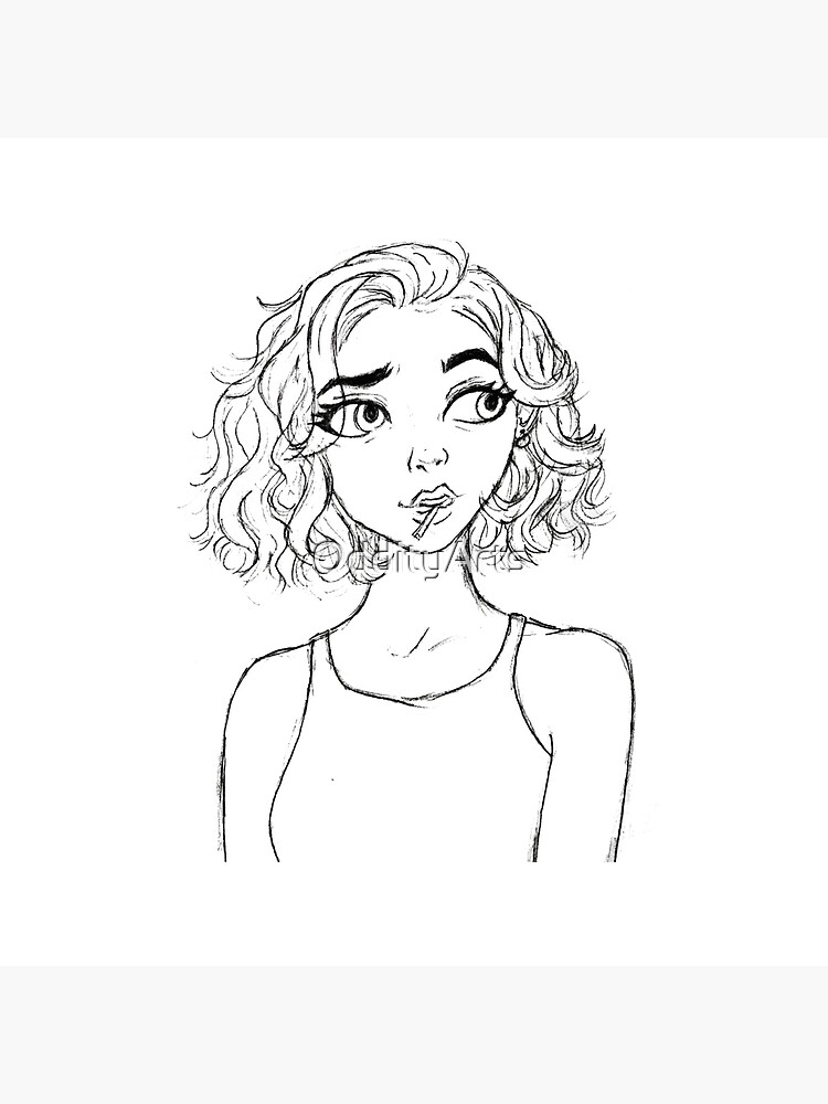 cartoon girl with short hair sketch Art Board Print for Sale by OddityArts   Redbubble