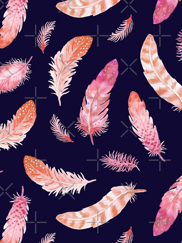 Watercolor Feathers dark by nadyanadya