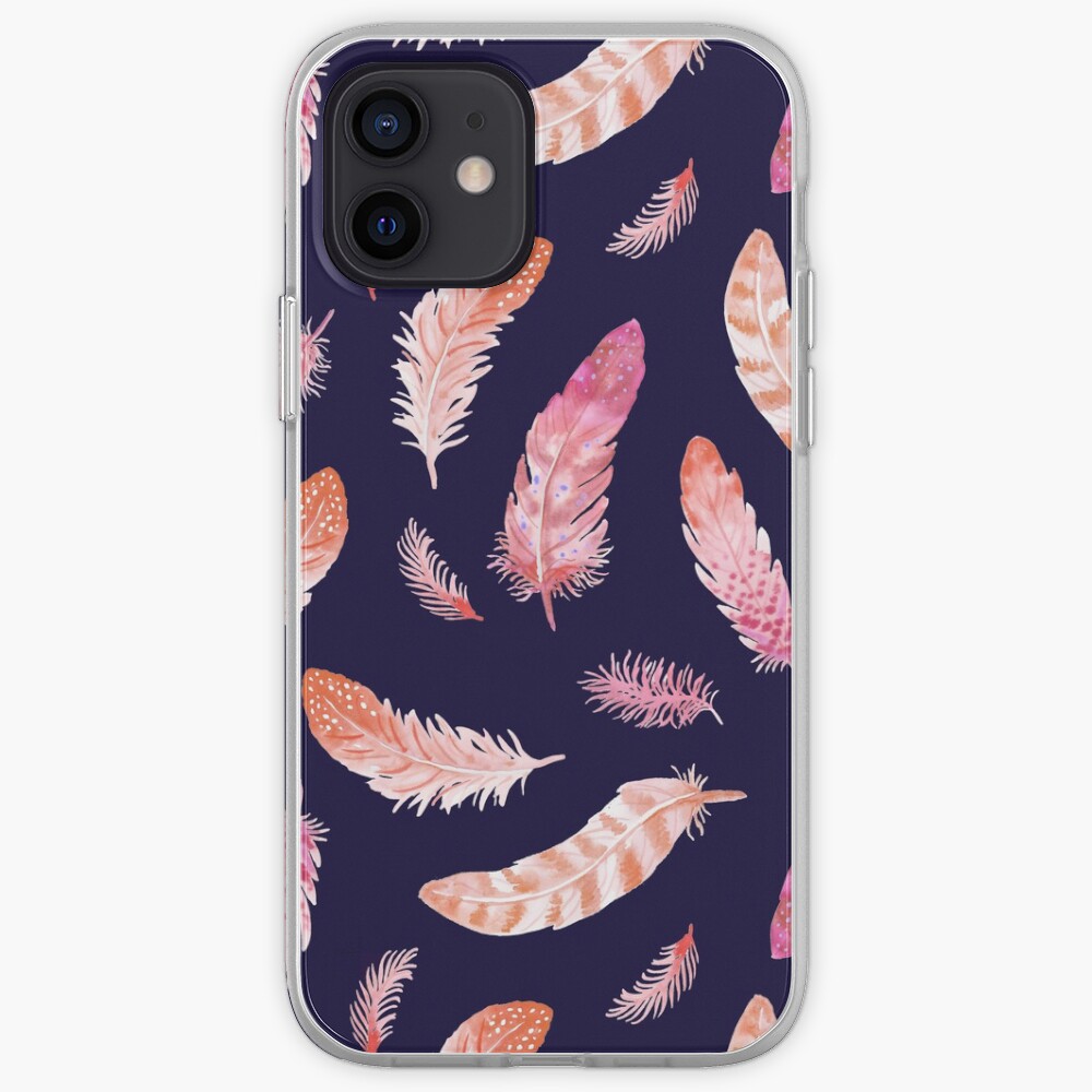 Watercolor Feathers dark iPhone Case & Cover