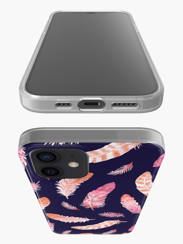 Alternate view of Watercolor Feathers dark iPhone Case & Cover