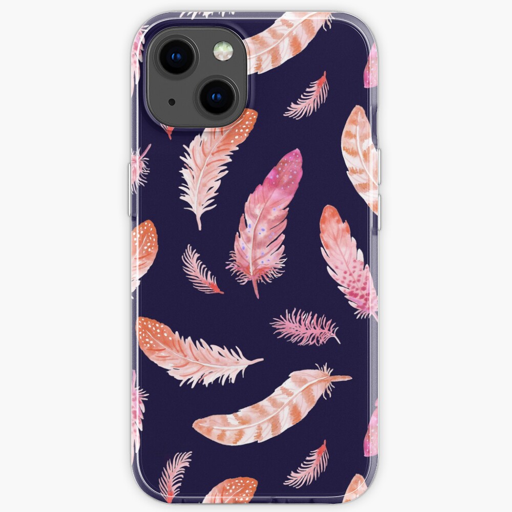 Watercolor Feathers dark iPhone Case
