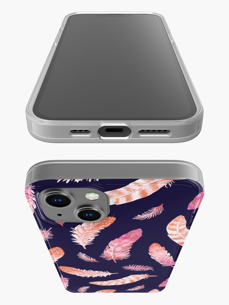 Alternate view of Watercolor Feathers dark iPhone Case