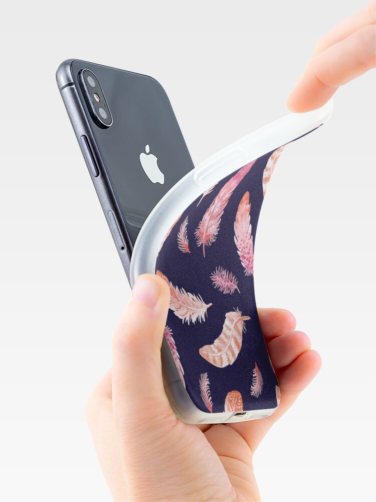Alternate view of Watercolor Feathers dark iPhone Case & Cover