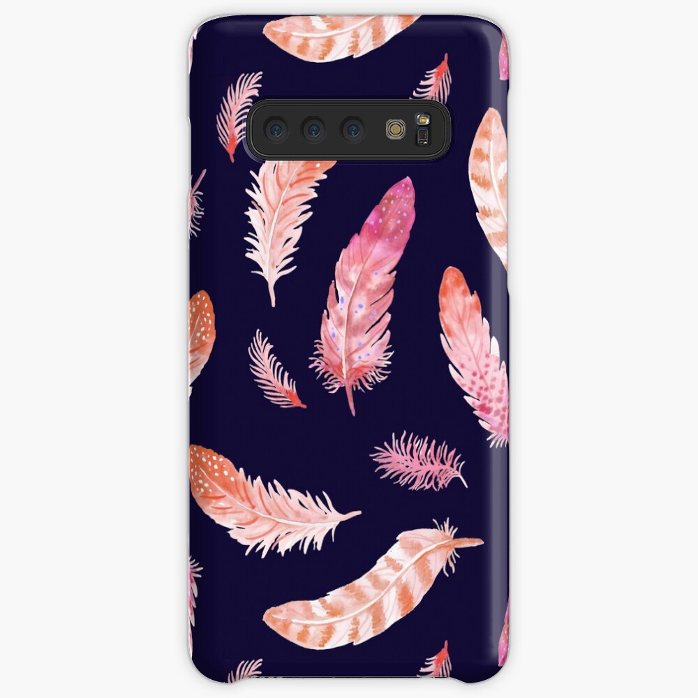 Watercolor Feathers dark Case & Skin for Samsung Galaxy