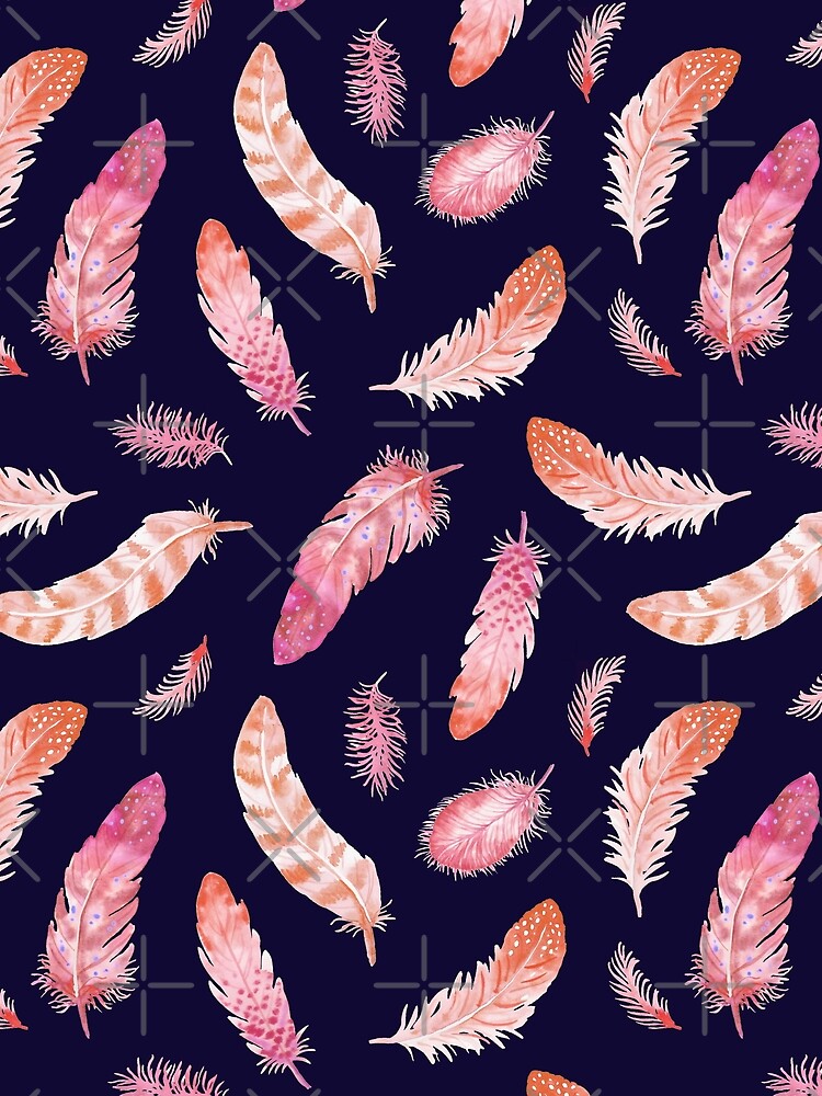 Watercolor Feathers dark by nadyanadya
