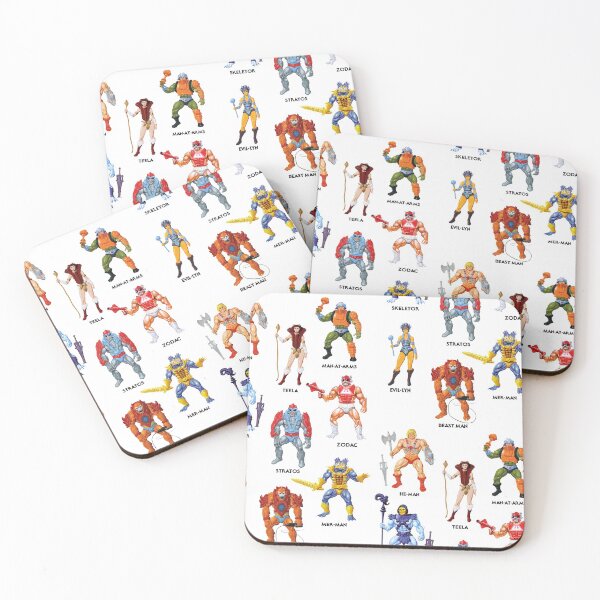Vintage Masters of the Universe Heroes & Villains! Vintage Toy Card Art Coasters (Set of 4)