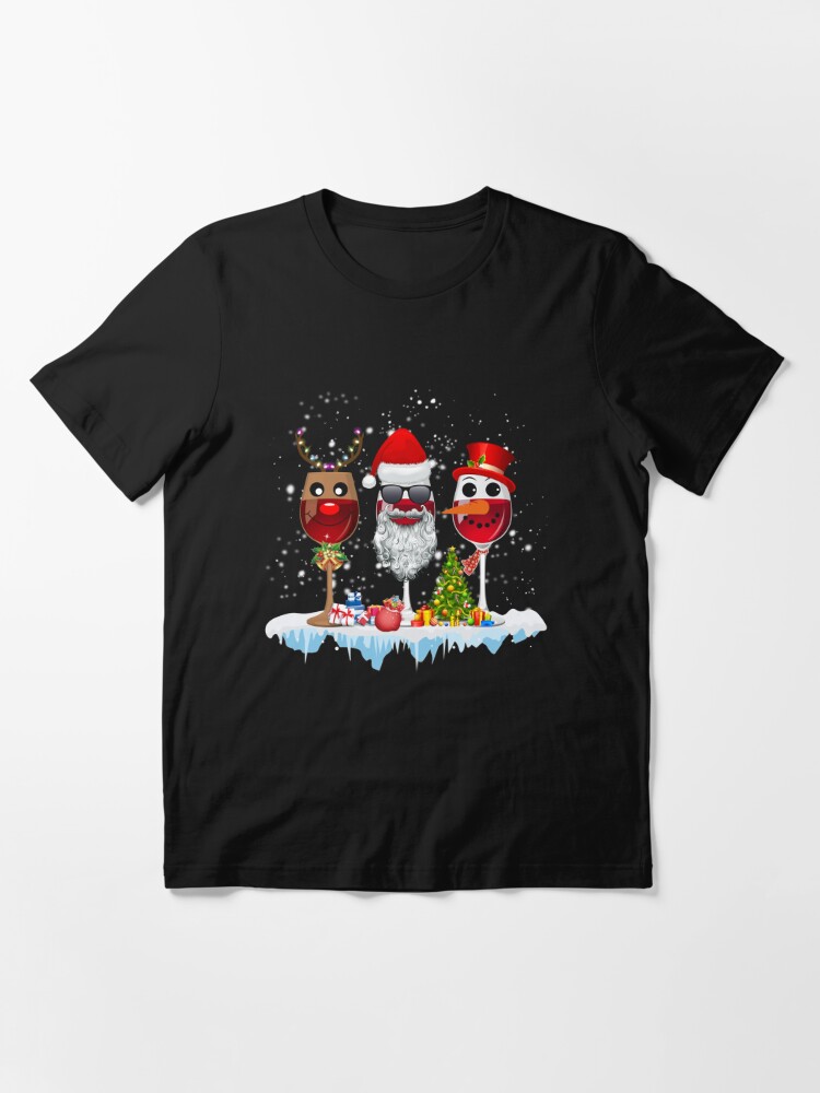 Discover Three Glass of Red Wine Santa Hat Christmas For Men Women Essential T-Shirt