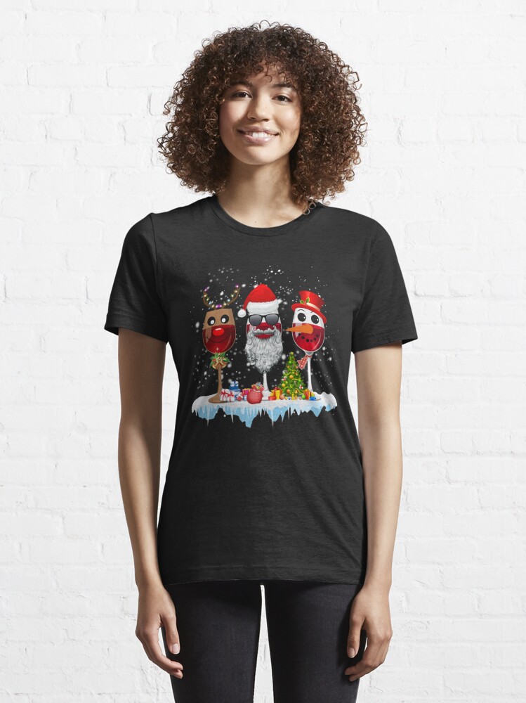 Discover Three Glass of Red Wine Santa Hat Christmas For Men Women Essential T-Shirt