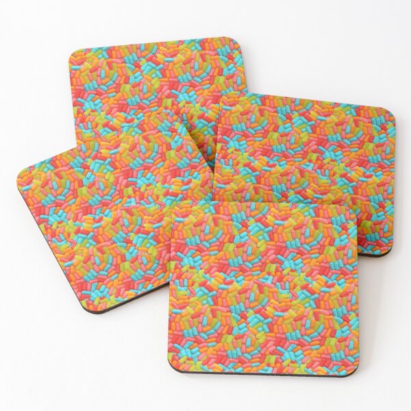 Tropical Jelly Bean Candy Photo Pattern Coasters (Set of 4)