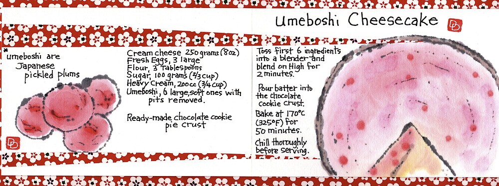 "Illustrated Recipe: Umeboshi Cheesecake" By Dosankodebbie | Redbubble