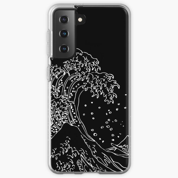 Great Wave Outline Schwarz und Weiß Samsung Galaxy Flexible Hülle