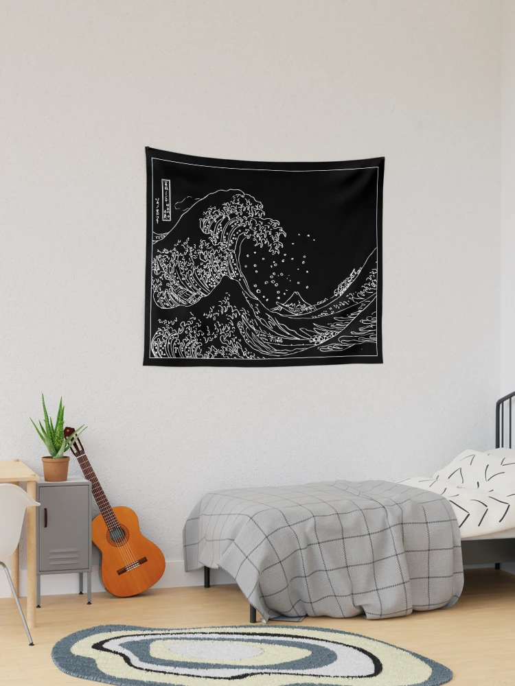 Great Wave Outline Black and White Tapestry for Sale by GlowinUp Shop Redbubble