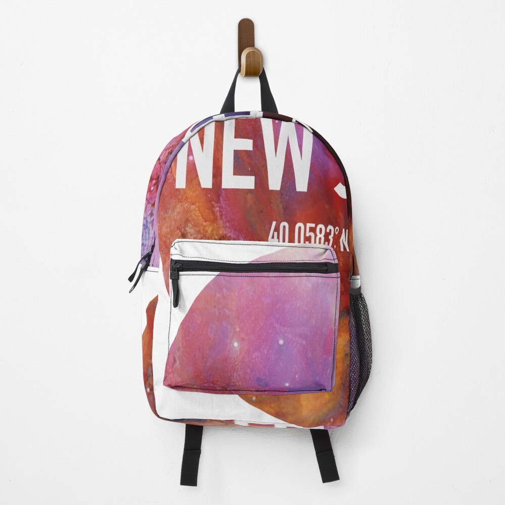 New Jersey Coordinates on a backpack