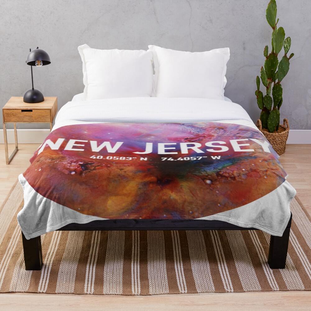 New Jersey Coordinates on a throw blanket