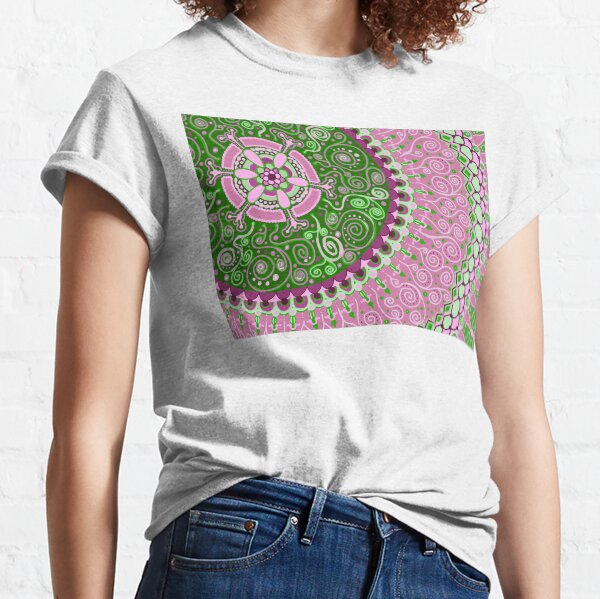 Pink and Green Mandala Classic T-Shirt