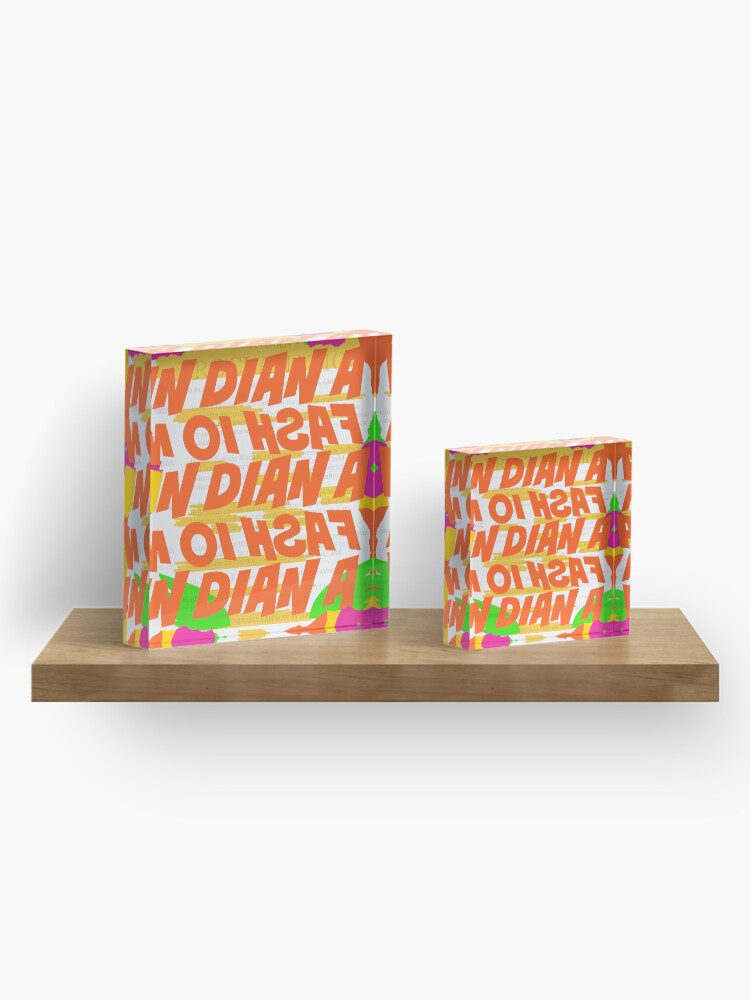 Alternate view of Stephen Sprouse inspired-Letter Print-Words-Day Glow Acrylic Block