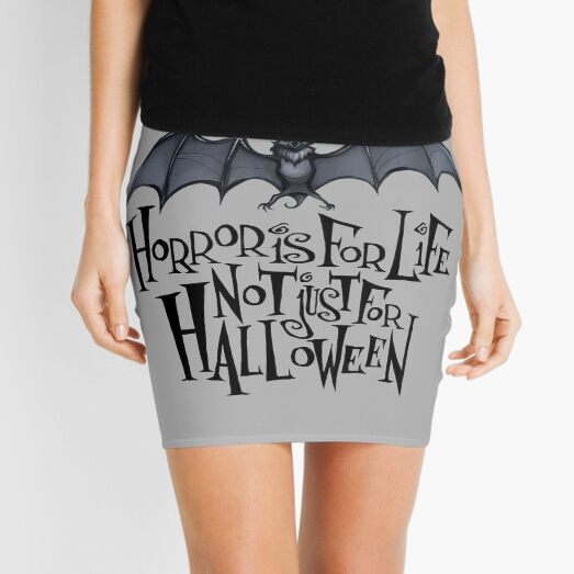 Horror is For Life, Not Just For Halloween - Dark Version (Grey Background) Mini Skirt