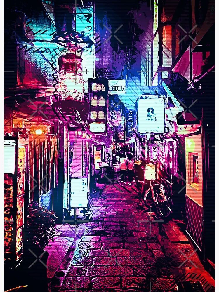 Lamina Rigida Japon Calle Noche Neon De Syanart Redbubble