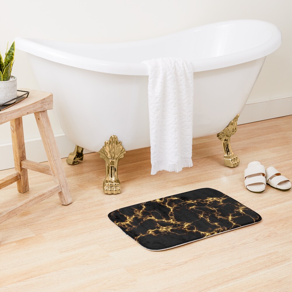 "Elegant Marble style3 Black Gold" Bath Mat for Sale by lematworks