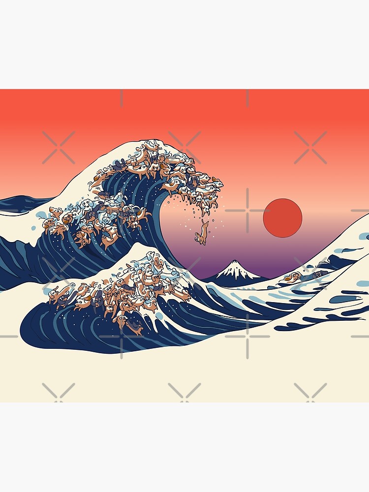 Discover The Great Wave of Dachshunds Tapestry