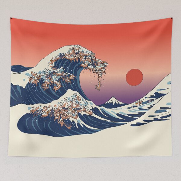 Item preview, The Great Wave of Dachshunds designed and sold by Huebucket.
