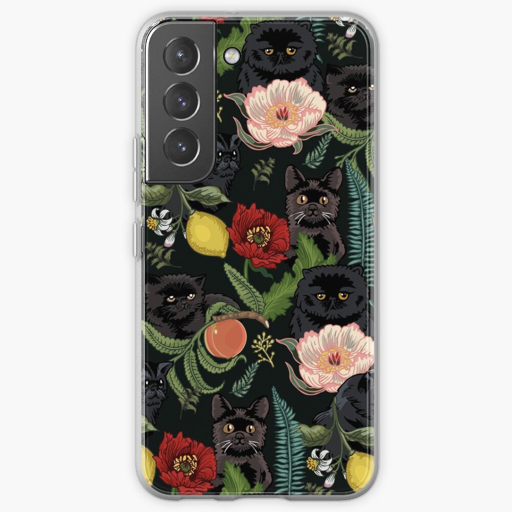 Botanical and Black Cats Samsung Galaxy Phone Case