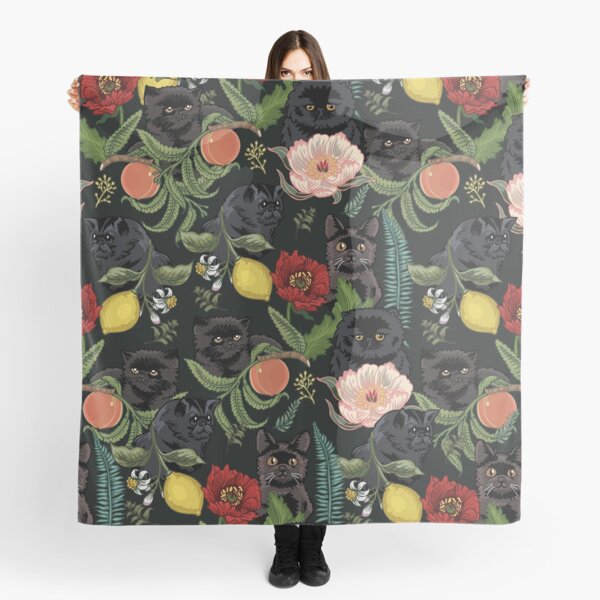 Botanical and Black Cats Scarf