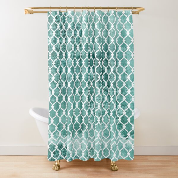 Emerald Trellis Pattern - Green Shower Curtain