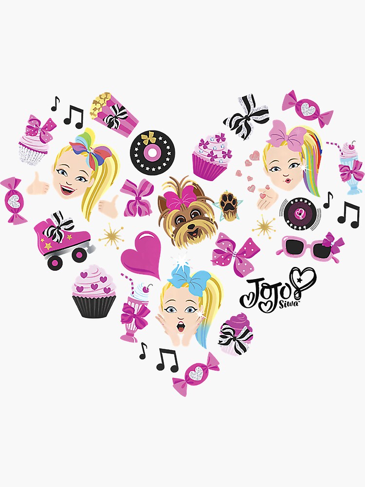 "Jojo Siwa Emoji Heart Cupcakes And Candy Premium" Sticker for Sale by
