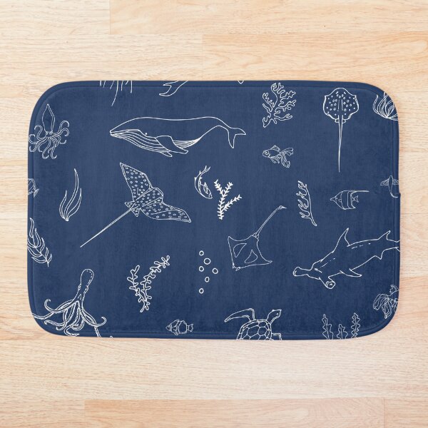 Under The Sea Navy Bath Mat