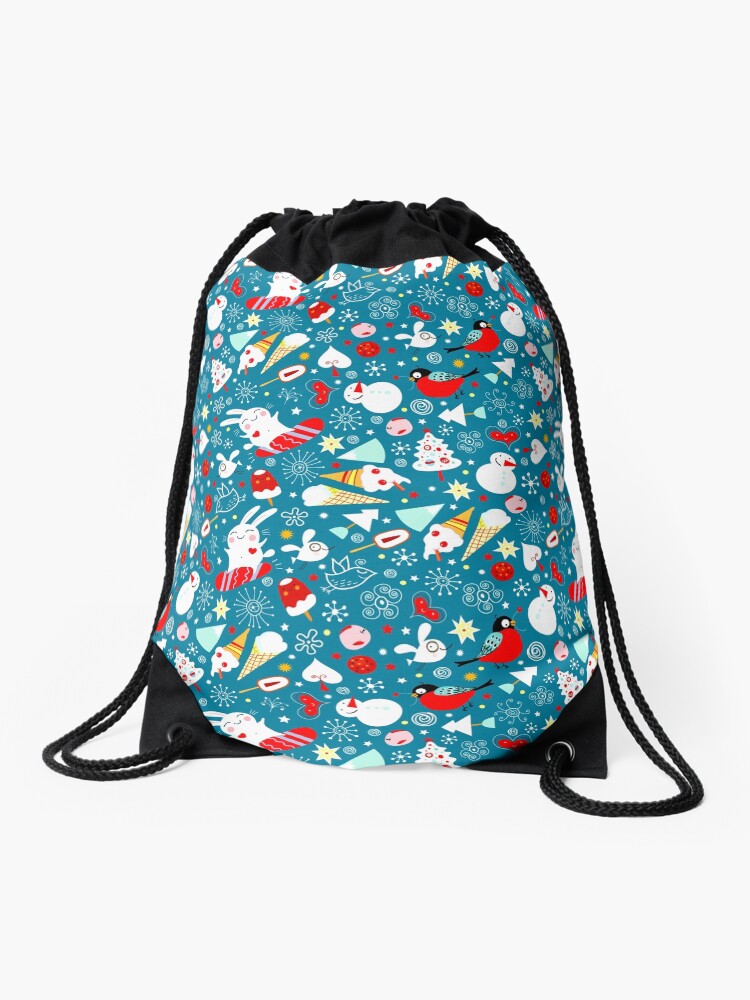 Aperçu 1 sur 3. Sac à cordon avec l'œuvre Modèle d'amusement d'hiver créée et vendue par Tanor.