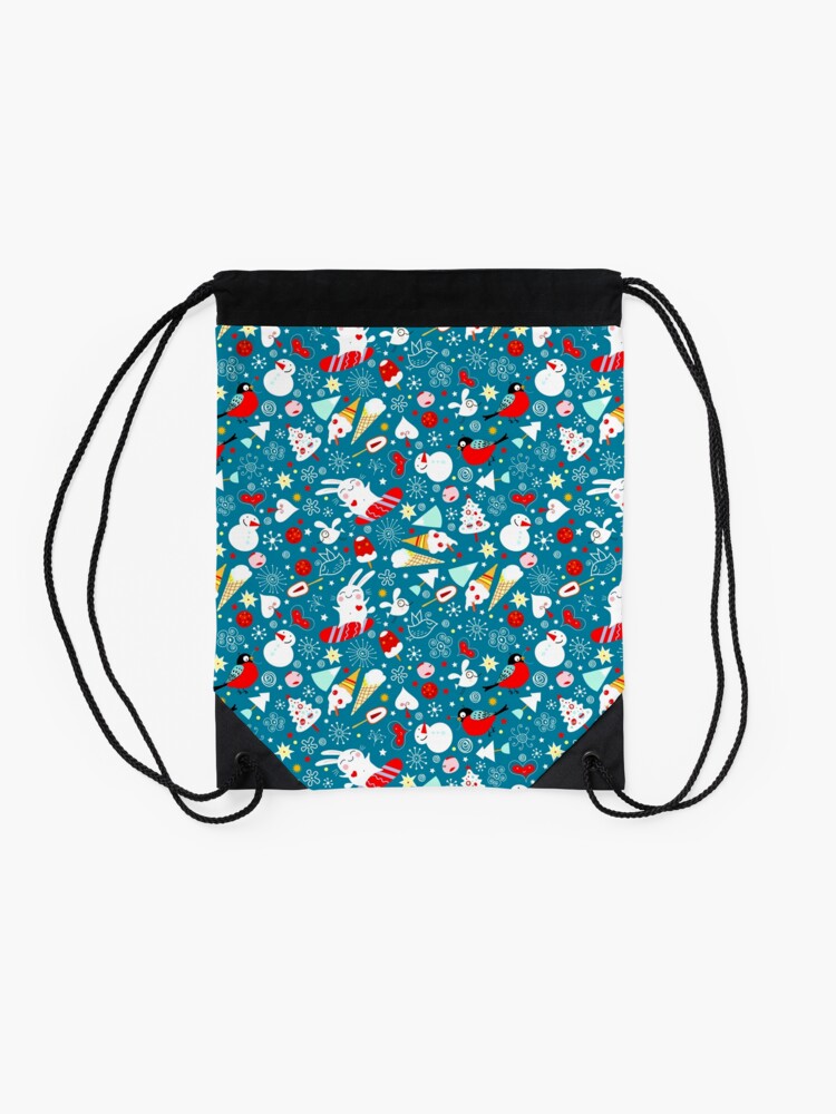 Alternate view of Winter fun pattern Drawstring Bag