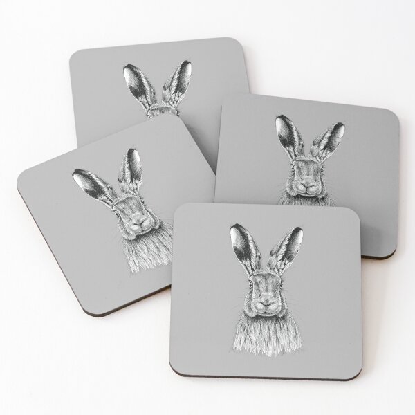Item preview, Hare in black pen on Grey background designed and sold by Sara Ray.
