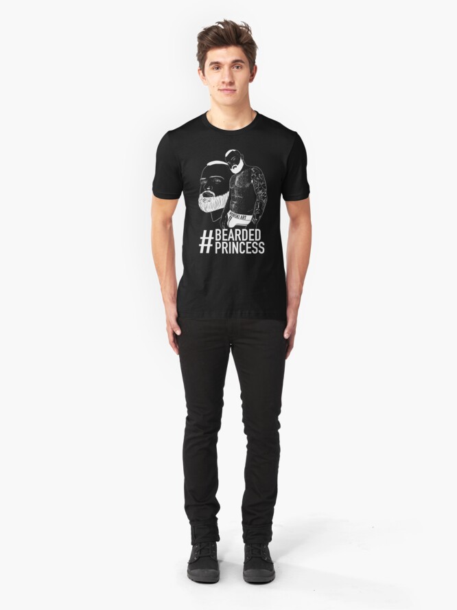 Alternate view of HASHTAG BOYZ - Bearded Princess white lines Slim Fit T-Shirt