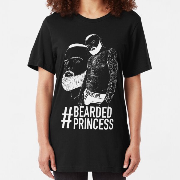 HASHTAG BOYZ - Bearded Princess white lines Slim Fit T-Shirt