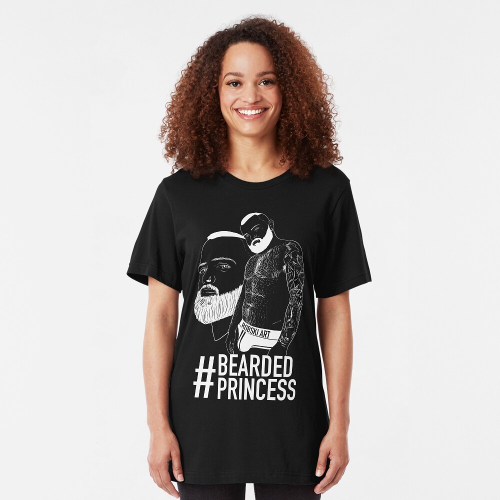 HASHTAG BOYZ - Bearded Princess white lines Slim Fit T-Shirt