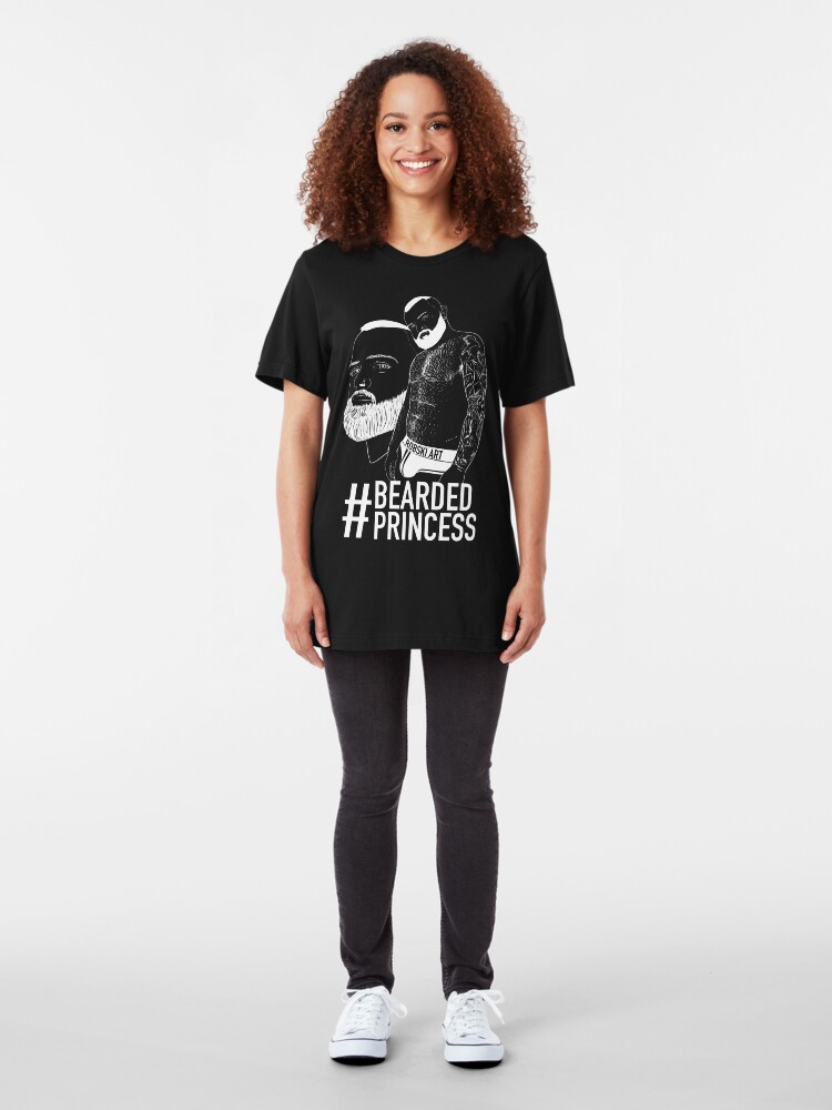 Alternate view of HASHTAG BOYZ - Bearded Princess white lines Slim Fit T-Shirt