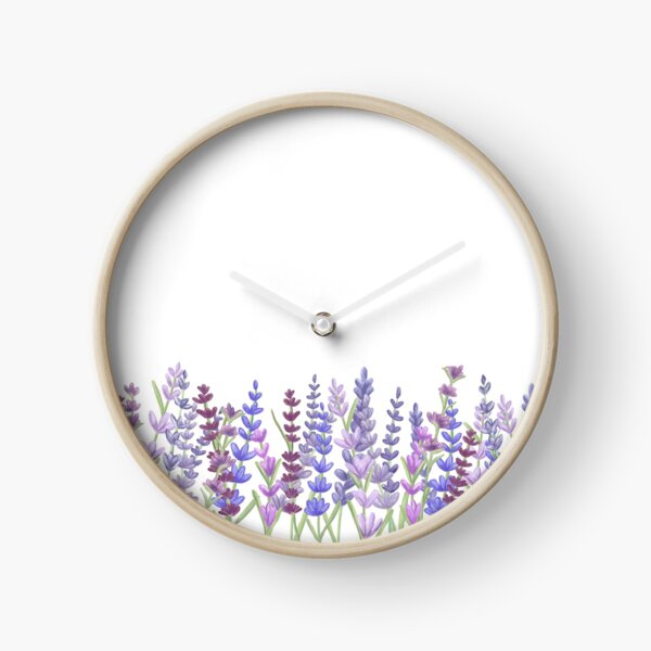 Watercolour painting of lavender - Purple painting Clock