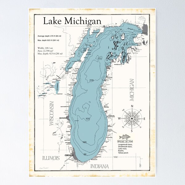 Item preview, Lake Michigan Map designed and sold by Jean Plout.